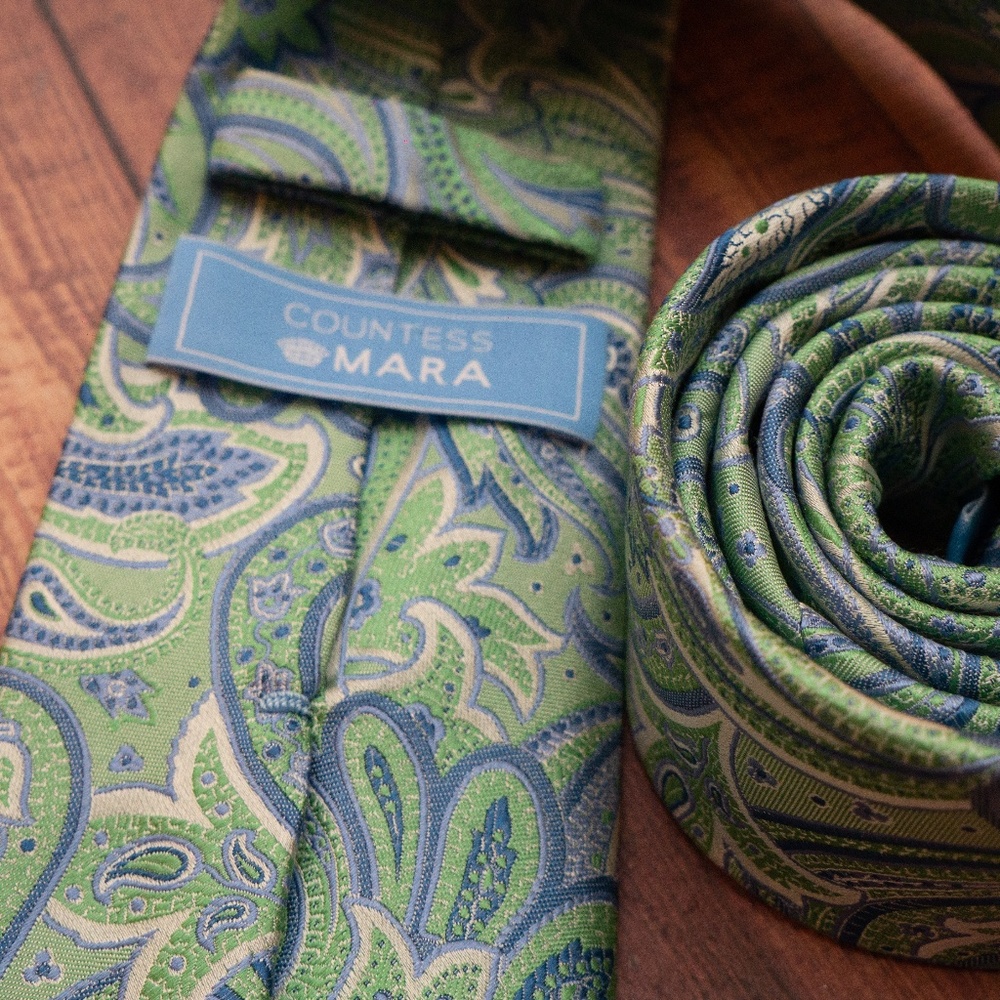 Countess Mara Paisley Tie (green/blue)